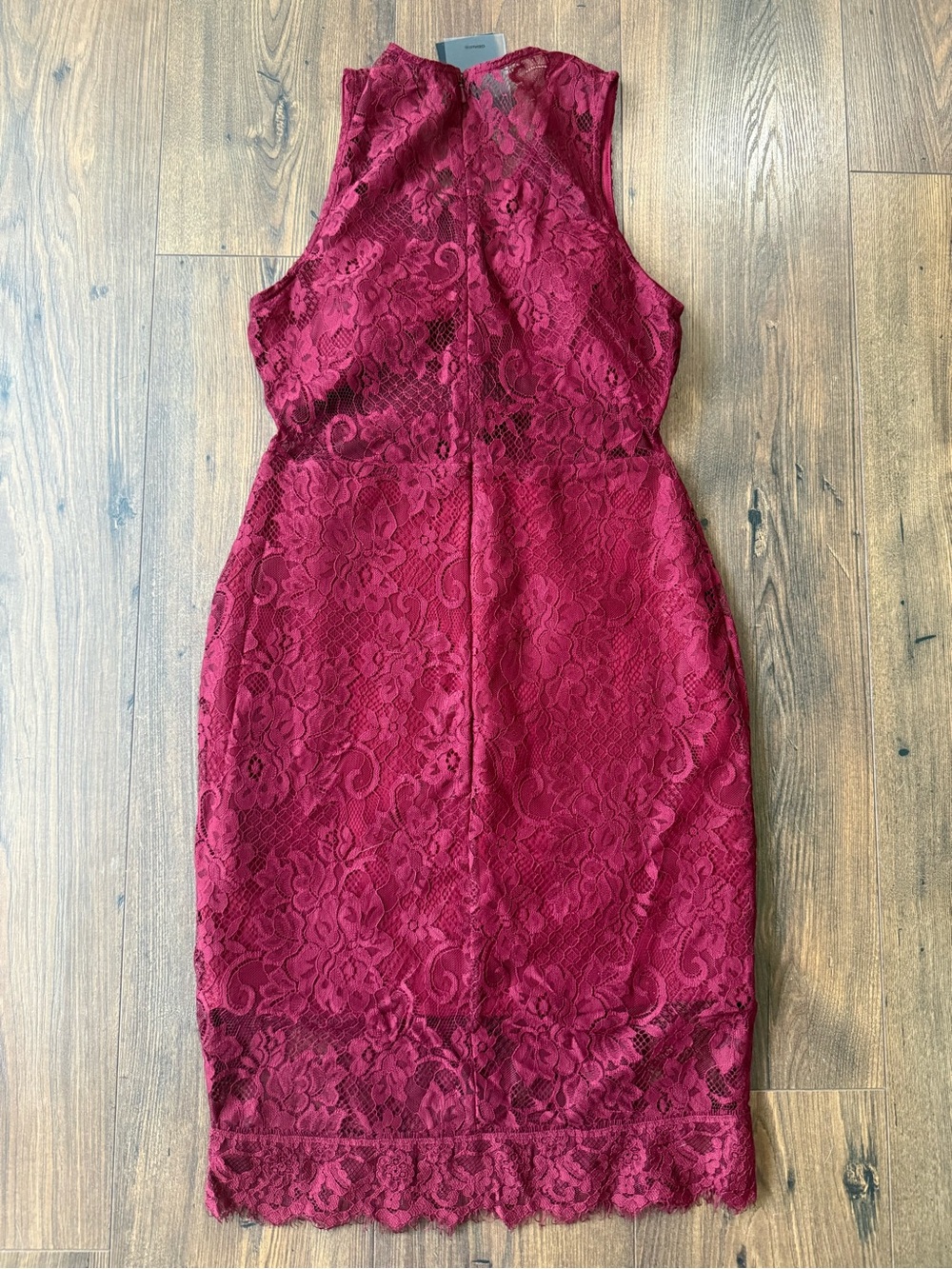 NBD Women’s Wine Red Floral Lace Sheath Cocktail Midi Dress Size S NWT - Picture 5 of 11
